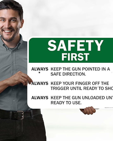 Safety First Always Keep The Gun Pointed In A Safe Direction Sign, 18x24 Inches, Rust Free .063 Aluminum, Fade Resistant, Made in USA by My Sign Center