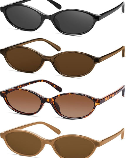 Retro Oval Cat Eye Sunglasses for Women Y2k Designer Trendy Narrow Shades UV protection Sun Glasses