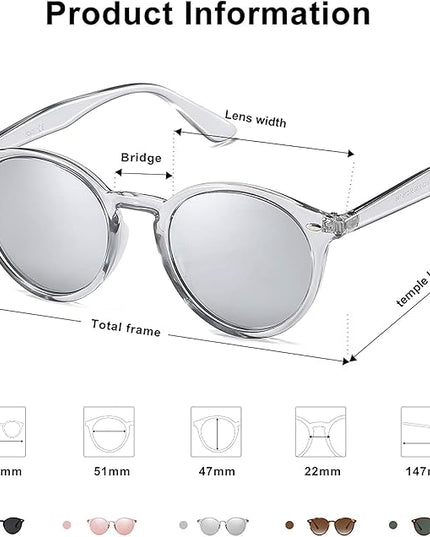 SOJOS Retro Round Polarized Sunglasses for Women Men Classic Vintage Sunnies SJ2069