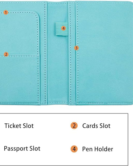 Melsbrinna Premium Leather Passport Holder Covers Case, Waterproof Rfid Blocking Travel Wallet Passport Holder with Pen Holder, Cute Passport Book for Women/Men