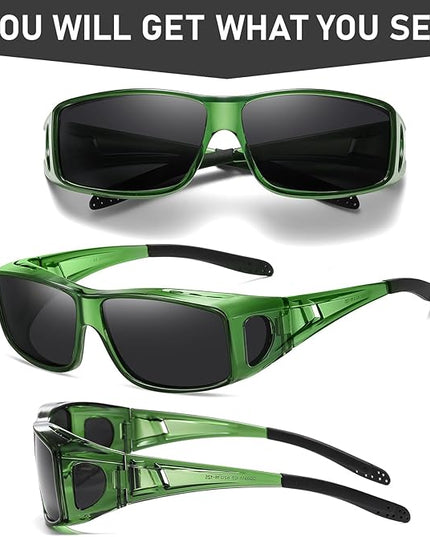 Wzerry Sunglasses Fit Over Glasses Polarized for Men Women, Wrap-Around Glasses UV400 Protection for Driving and Outdoor