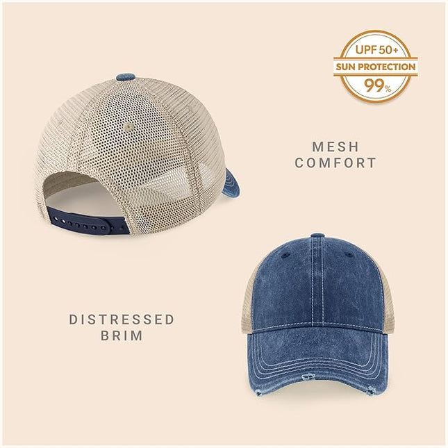 CHOK.LIDS Everyday Premium Washed Trucker Hat Unstructured Distressed Pigment Dyed Cap Adjustable Outdoor Headwear