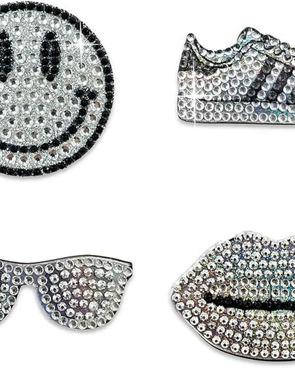 StickerBeans® Rhinestone Stickers - White Spirit 4-Pack, 2” x 2” Each, Unique Sparkly Cut-to-Shape for Collecting, Trading, Decorating Laptops, Phone Cases, Scrapbooks, for Kids, Teens, & Adults