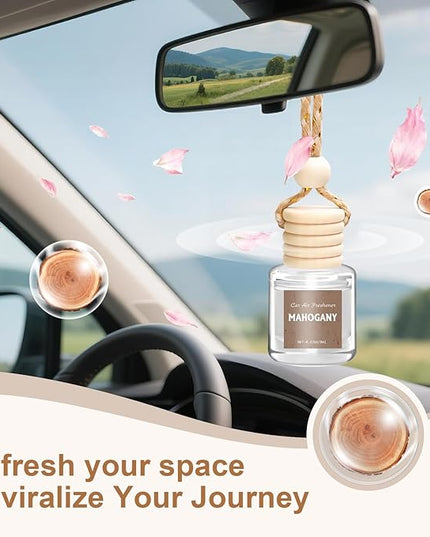 AROIC 6 Pack Car Air Freshener, Mahogany Premium Woody Car Air Freshener Diffuser Fragrance, Hanging Essential Oil Diffuser for Auto Interior Decor, Long Lasting Natural Scent Car Accessories Unisex
