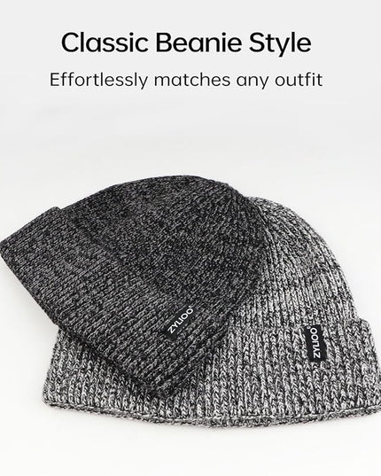 Zylioo Oversize Beanie Hats, XXL Big Size Ribbed Knit Cuffed Winter Hat for Cold Weather, Warm Skull Watch Cap