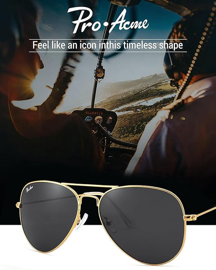Pro Acme Classic Aviator Sunglasses for Women & Men Glass Lens Metal Frame UV400 Driver Sunglasses