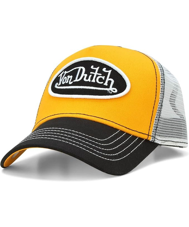 Von Dutch Unisex Trucker Hat - Curved Bill Mesh Back Retro Classic Adjustable Snapback Baseball Cap for Men and Women