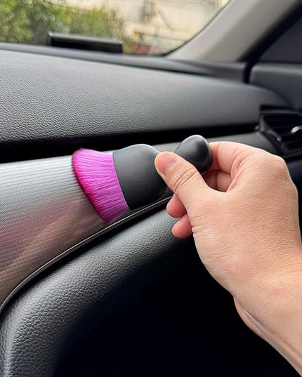 Car Detailing Brush, Soft Bristle Cleaning Brush, Scratch-Free Auto Duster Tool for Dashboard, Air Vents, Leather & Interior Cleaning (Black&Purple&Rose)