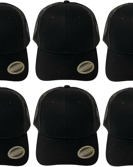 Classic Solid Black Mesh Trucker Hat - Adjustable Snapback Cap for Men & Women - Casual & Sporty Style