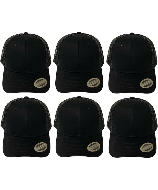Classic Solid Black Mesh Trucker Hat - Adjustable Snapback Cap for Men & Women - Casual & Sporty Style