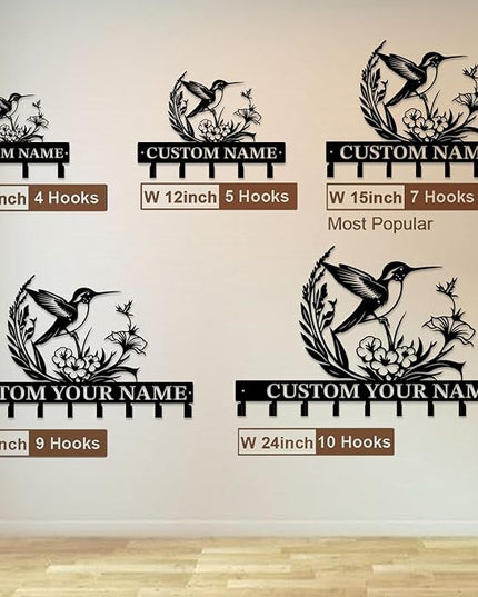 peanut case Customized Keys Holder - Personalized Birds Flower Key Hooks Wall Metal Sign Decor,Wall Holder, Garden,Door Hook (Style F)