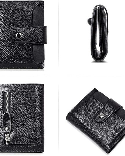 BOSTANTEN Women Leather Wallet RFID Blocking Small Bifold Zipper Pocket Wallet Card Case Purse with ID Window