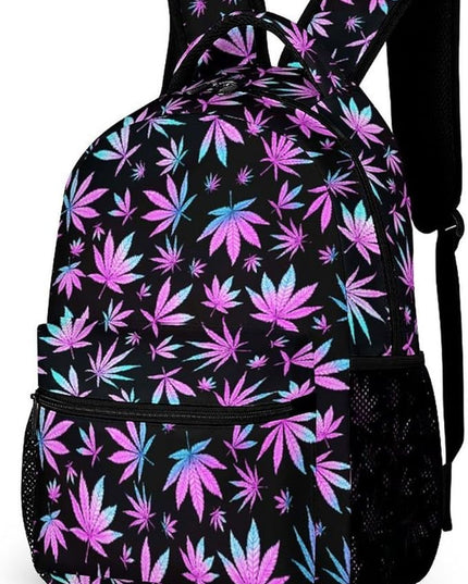 Fashion Purple Weeds Leaves Backpack Lightweight Large Capacity Laptop Daybag for Travel Work
