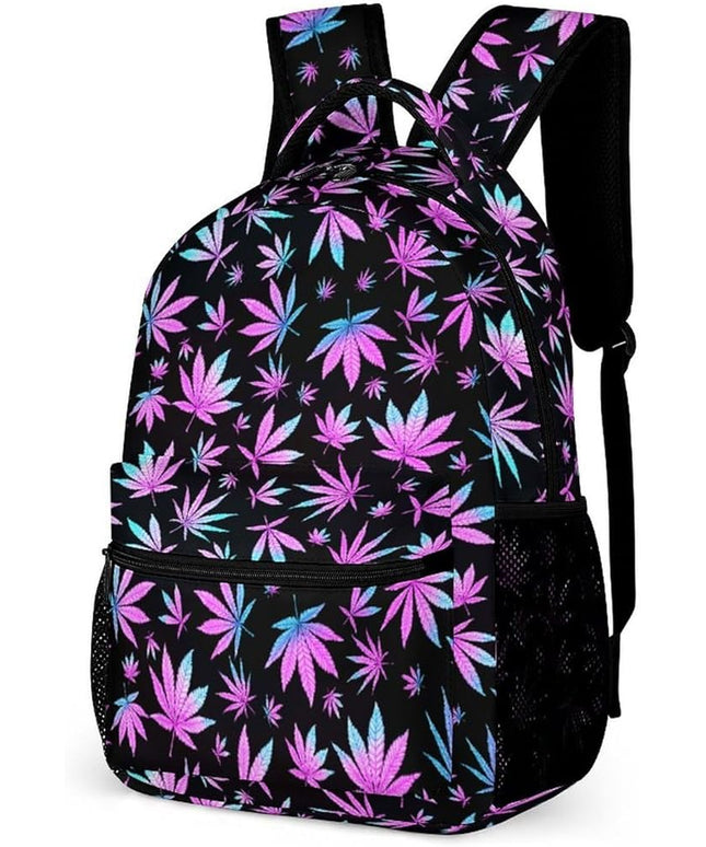 Fashion Purple Weeds Leaves Backpack Lightweight Large Capacity Laptop Daybag for Travel Work