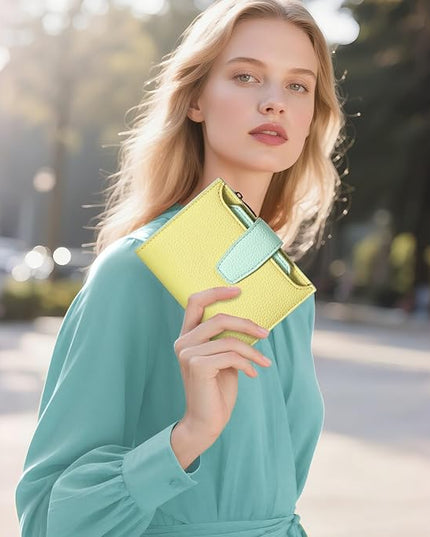 Airkit Small Wallet Women RFID Blocking Soft Leather Bifold Compact Card Holder Wallet for Women with Zipper Coin Pocket 4 ID Window