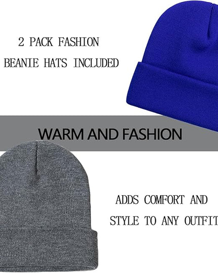 ZOORON 1&2 Pack Beanie for Men Women Slouchy Beanie Hats Winter Knit Caps Soft Ski Hat Unisex