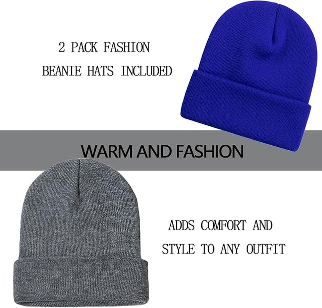 ZOORON 1&2 Pack Beanie for Men Women Slouchy Beanie Hats Winter Knit Caps Soft Ski Hat Unisex
