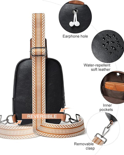 Sling Bag For Women Faux Leather Small Casual Daypack Backpack Fanny Pack Crossbody Chest Bags Purse