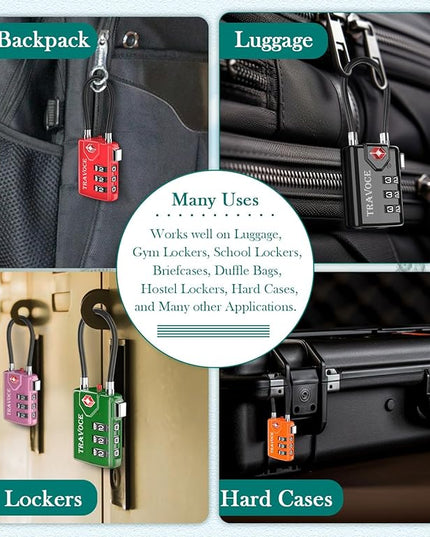 TSA Approved Luggage Locks, Travel Locks Which Also Work Great as Gym Locks, Toolbox Lock, Backpack and More, Orange 6 Pack