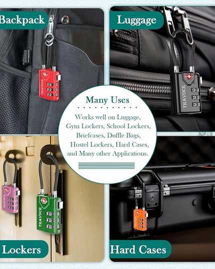 TSA Approved Luggage Locks, Travel Locks Which Also Work Great as Gym Locks, Toolbox Lock, Backpack and More, Orange 4 Pack