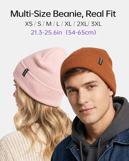 Zylioo Oversize Beanie Hats, XXL Big Size Ribbed Knit Cuffed Winter Hat for Cold Weather, Warm Skull Watch Cap