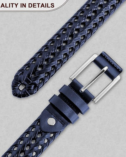 BULLIANT Mens Belts,Leather Woven Braided Belts for Gift Men Casual Jeans Golf