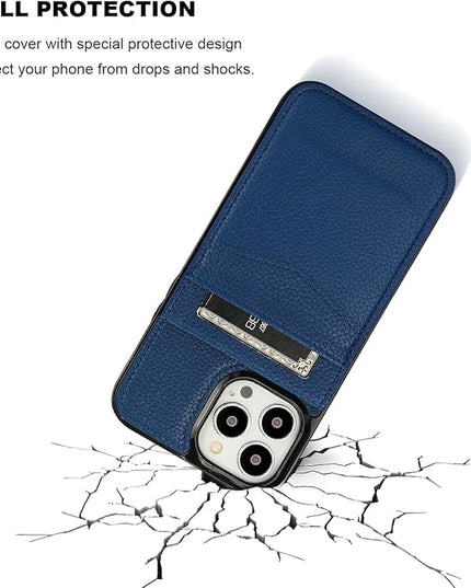 KIHUWEY Compatible with iPhone 13 Pro Max Case Wallet with Credit Card Holder, Premium Leather Magnetic Clasp Kickstand Heavy Duty Protective Cover for iPhone 13 Pro Max 6.7 Inch (Lichee Blue)