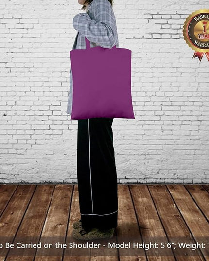 TOPDesign 6-Pack Economical 16"x15" Purple Cotton Tote Bag, Lightweight Medium Reusable Grocery Shopping Cloth Bags, Suitable for DIY, Advertising, Promotion, Gift, Activity