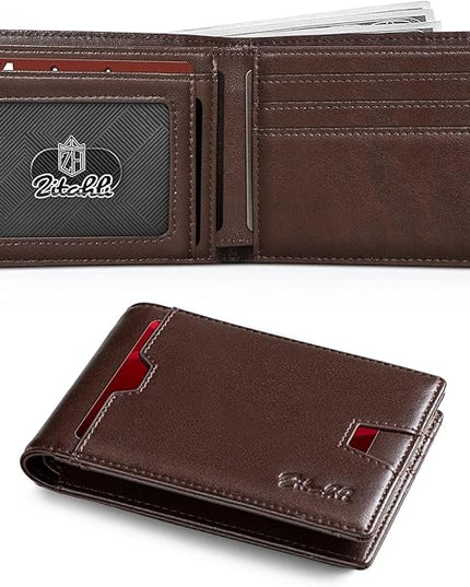 Zitahli Mens-Wallet-Slim-Leather-RFID Blocking Wallet for Men Minimalist Bifold Credit Card Holder with Gift Box