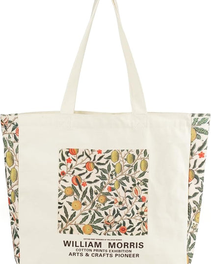 BROADREAM Aesthetic Canvas Tote Bag for Women, Vintage Reusable Book Tote Bag with Inner Zipper Pocket