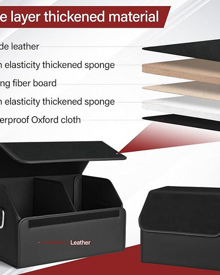 JEYODA Suede Leather Trunk Organizer, Large Capacity Soft Car Organizers and Storage,foldable,with lip, for Car SUV/Jeep/Sedan/Home/Camping (Black,Small)