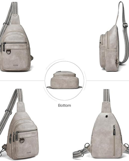 7L Sling Bag for Women Men Vegan Leather Crossbody Bags Fanny Pack Purse Backpack Over Shoulder Bag Travel Anti Theft