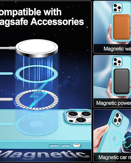 Hython Case for iPhone 13 Pro Max Case Magnetic Translucent Matte Phone Cases 6.7" [Compatible with MagSafe] Thin Slim Fit Shockproof Bumper Hard Protective Cover for Women Men Girls, Lake Blue