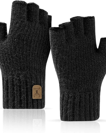Fingerless Gloves Half Finger Winter Warm Knitted Gloves Working Running Biking Driving for Men and Women