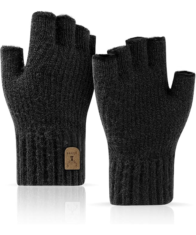 Fingerless Gloves Half Finger Winter Warm Knitted Gloves Working Running Biking Driving for Men and Women
