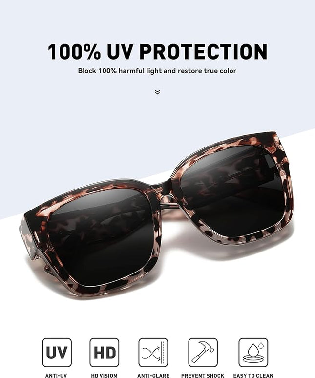 MEETSUN Oversized Fit Over Glasses Sunglasses for Women Men Large Trendy Polarized Sunglasses for Driving UV Protection
