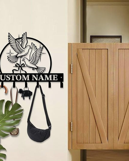 peanut case Customized Keys Holder - Personalized Birds Flower Key Hooks Wall Metal Sign Decor,Wall Holder, Garden,Door Hook (Style H)