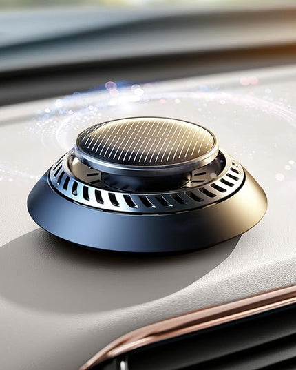 Ceeniu Solar Car Air Freshener F21, DIY Essential Oils, UFO Solar-Powered Auto Rotary Diffuser, Natural French Fragrance Cologne & Ocean, Two Oils, Aluminum Alloy, Dashboard Aromatherapy Freshener