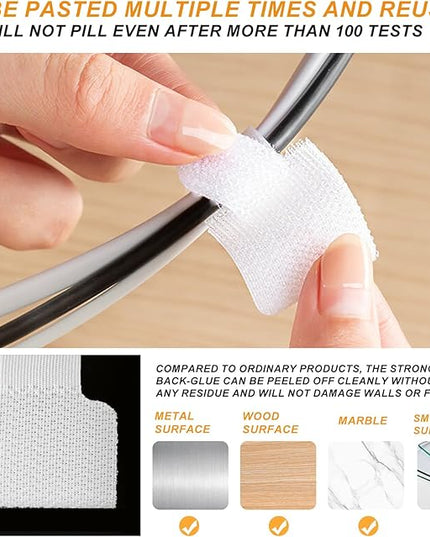 36PCS Cable Organizer Hook and Loop Cable Ties, Self Adhesive Hook and Loop Cable Straps Sticky-back Cable Management Cord Organizer Cable Clip for Household & Office Essentials (Black*36)