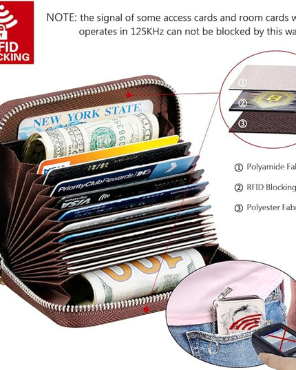 FurArt Zipper Wallet Women, RFID Blocking Credit Card Wallet, Business Card Holder, Compact Size KeyChain Wallet