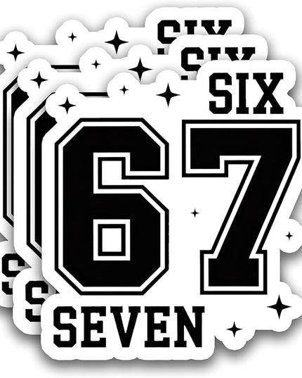 (3Pcs) Funny Six Seven 67 Stickers 6 7 Meme Vinyl Decals Waterproof for Laptop, Water Bottle, Phone Case, Tumbler, Helmet, Scrapbooking, 3" x 2.8"