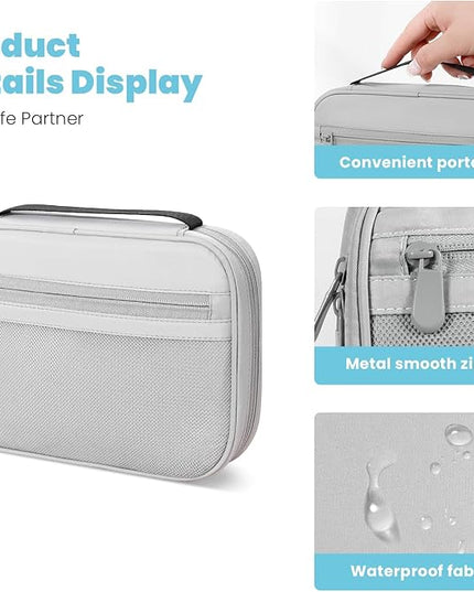 Electronics Organizer Bag, Portable Cable Organizer Case Travel Electronic Accessories Storage Case - Travel storage bag for Cables, Chargers, Phone, SD Cards - Grey