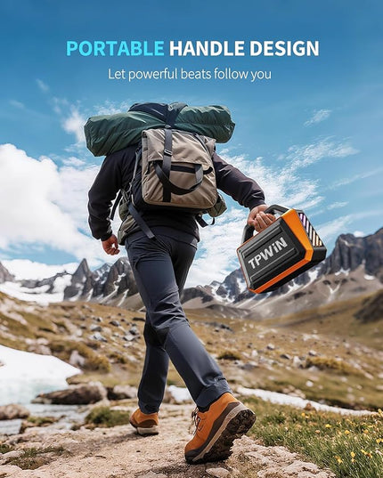 Bluetooth Speaker - 80W Loud, Rugged Outdoor Speakers, IPX6 Waterproof, 20H Playtime, Deep Bass, Lightshow, TWS, BT 5.3 Wireless, Portable for Travel Hiking Camping Beach Pool - Orange