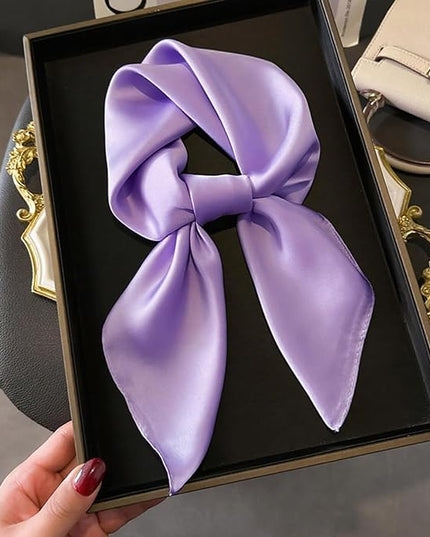 CHUNG Women's Square Satin Scarf 27.5" Bandanas Solid 50s Retro Neck Scarves Emulation Silk Handbag Hair Ribbons Necktie