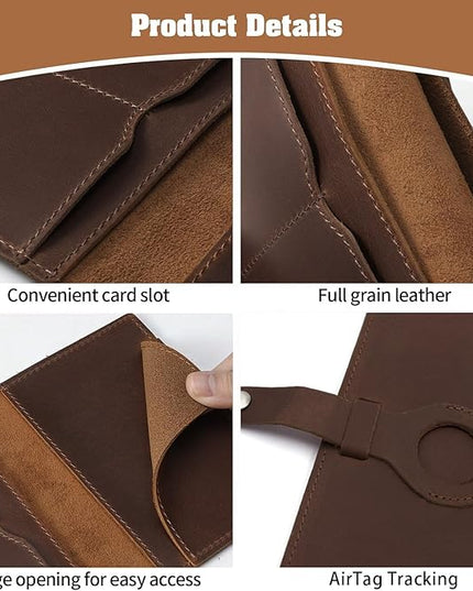 Jack&Chris Genuine Leather Passport Holder For Travel, RFID Blocking Handmade Passport Holder with Card Case Organized & Safe, Quality Travel Essentials for Women and Men for Gifting, Red Brown