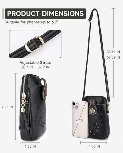 Small Crossbody Bags for Women, Lightweight Mini Cute Cell Phone Purse for Women with Tassel Shining Butterfly