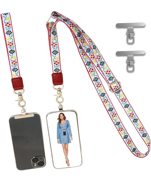 LEMEDE Wrist Keychain and Adjustable Phone Lanyard, Silver Hook Phone Crossbody Strap with 360° Rotating Phone Pads