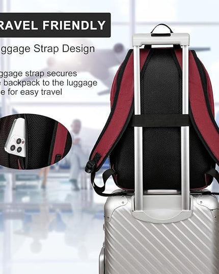 Red Backpack for School, School BackPack for Teens, Boys and Girls, with 15.6 inch Laptop Bookbag for College High School, Large Computer Back Pack with Compartments for Men & Women