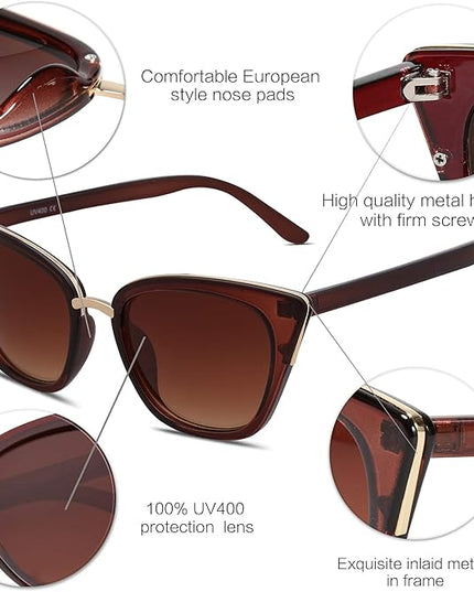 SOJOS Cat Eye Designer Sunglasses Fashion UV400 Protection Glasses SJ2052