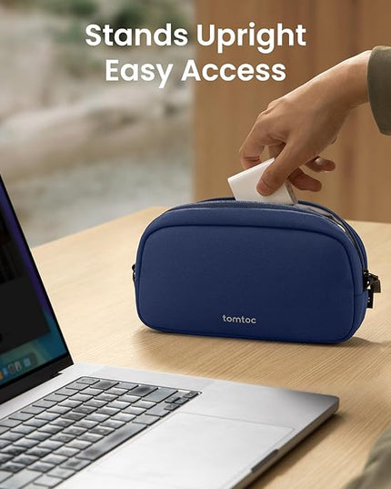 tomtoc Electronics Organizer Travel Case, Water Resistant Travel Bag Cable Organizer for Essentials, Tech Pouch Accessories Carry Storage for Cord, Phone, Cables, Airpods, USB Flash Drive, Daily Items